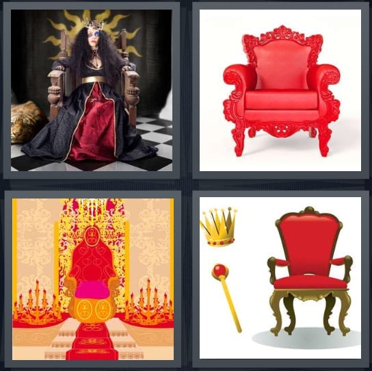 4 Pics 1 Word Answers for Queen, Chair, Royal, Crown