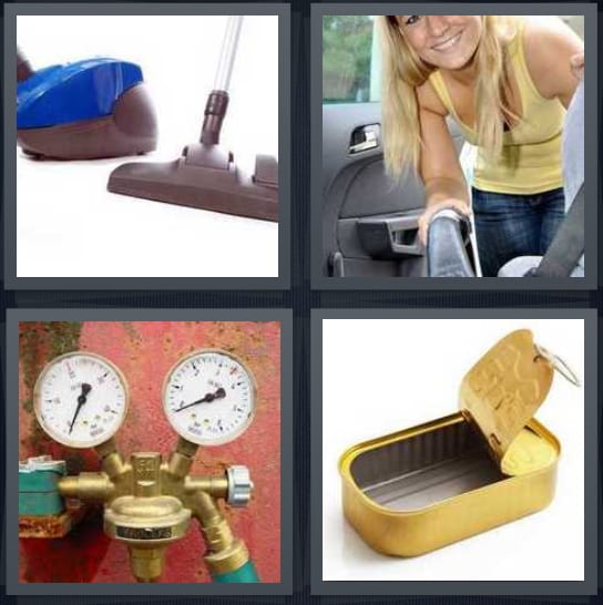 4 Pics 1 Word Answers for Sweeper, Clean, Pressure, Sardines
