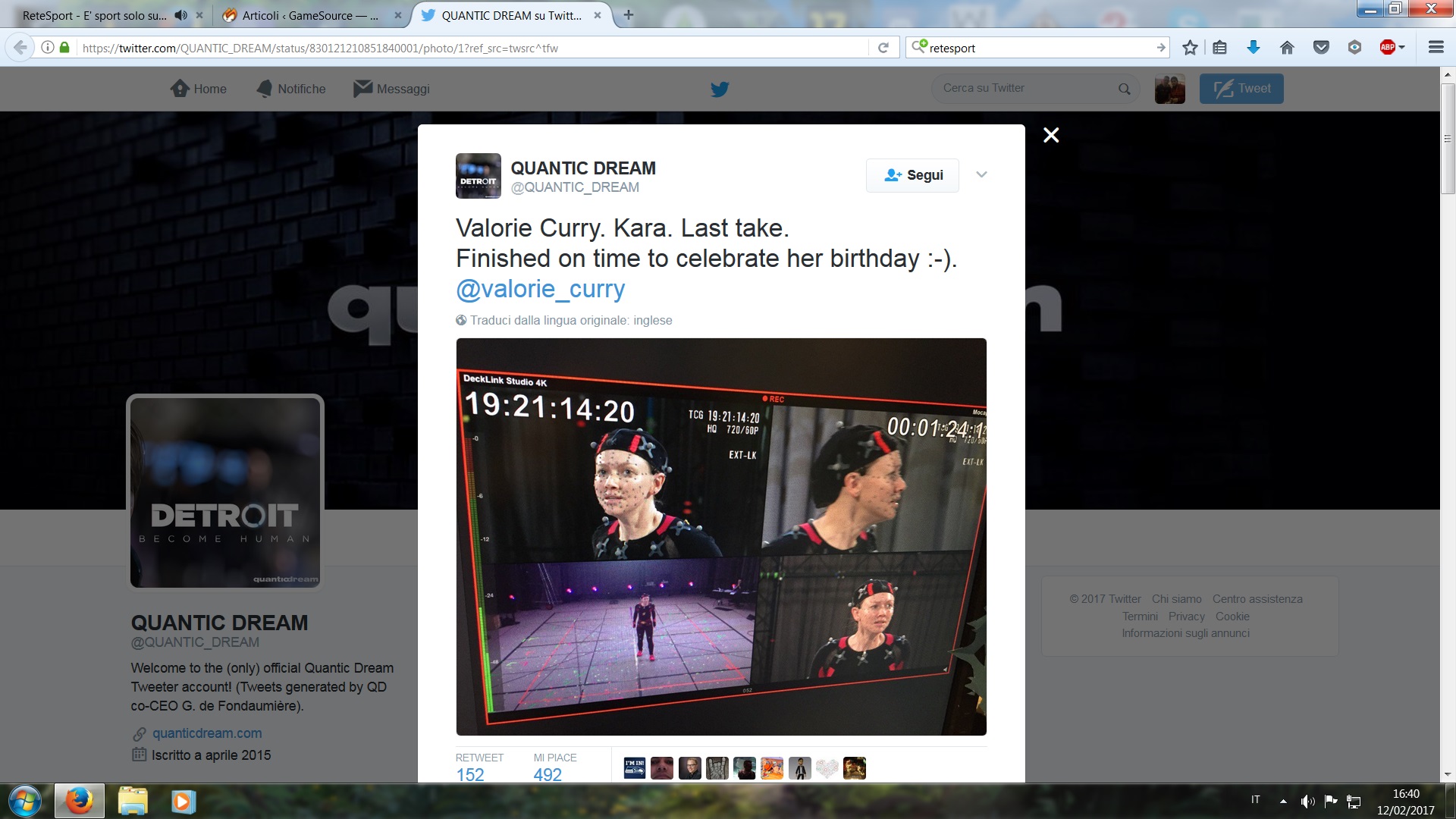 Completato il Motion Capture di Detroit Human GameSource