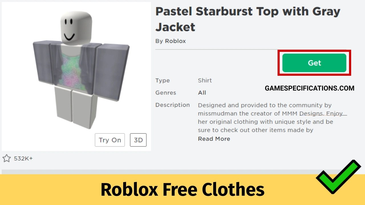 Roblox Free Clothes For Your Avatar Game Specifications