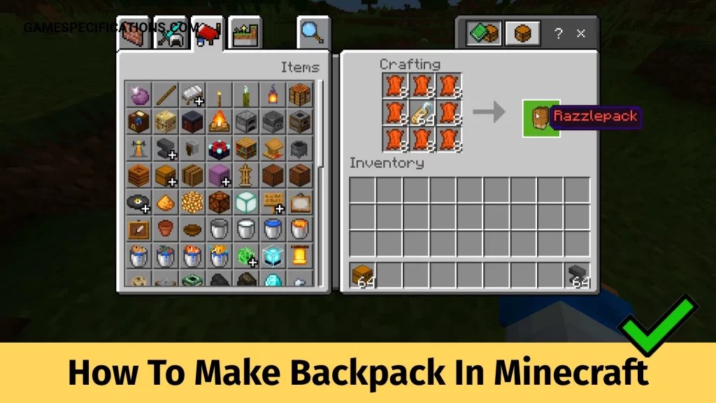 How To Make Backpack In Minecraft Game Specifications