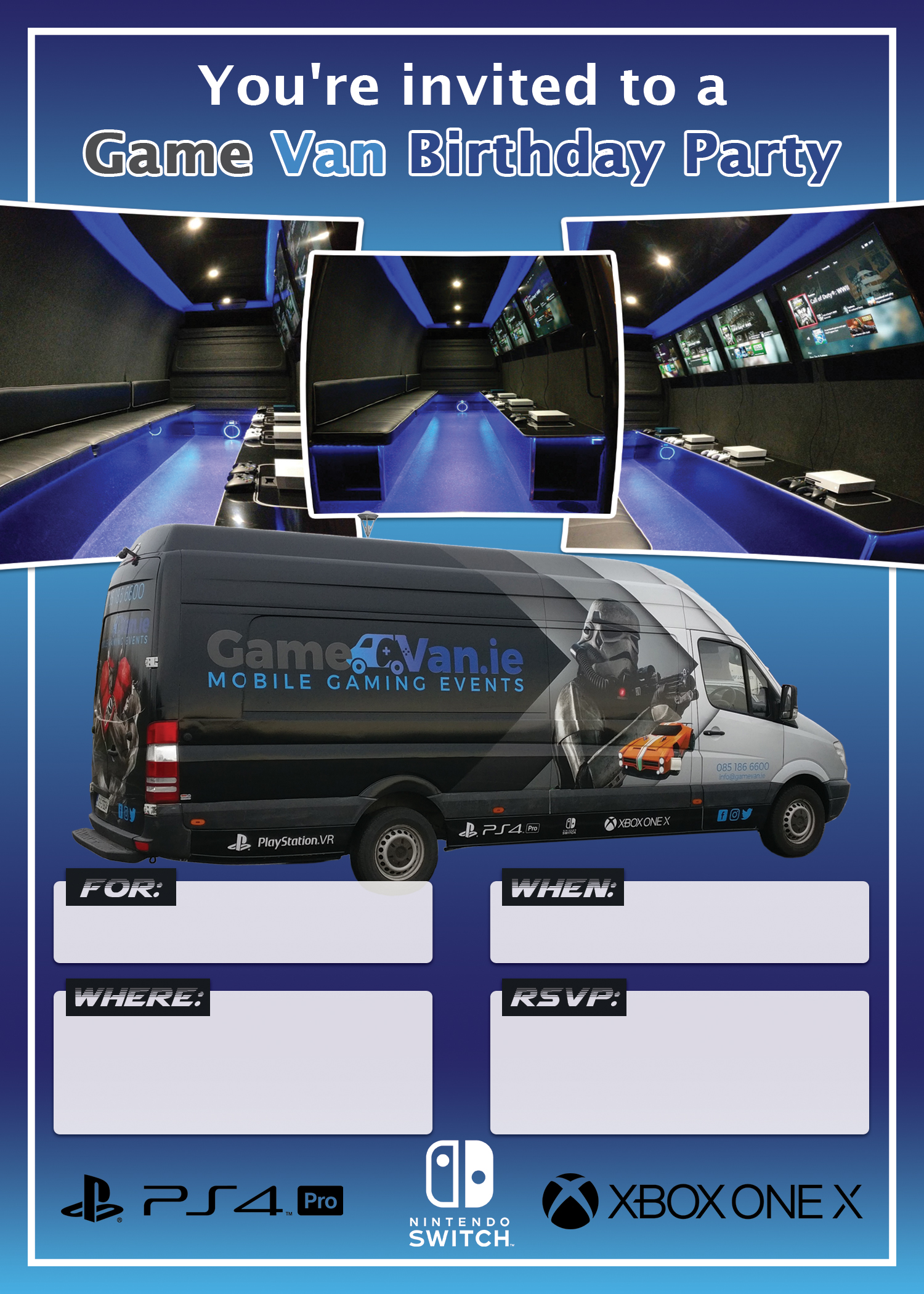 GameVan.ie Ireland's Biggest, First and Only 15 Screen Game Van for