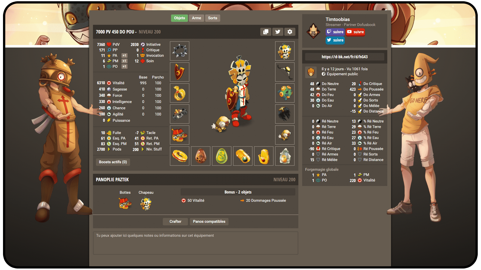 Dofus Stuff Exotique Iop 10 000 points de vie Gamosaurus