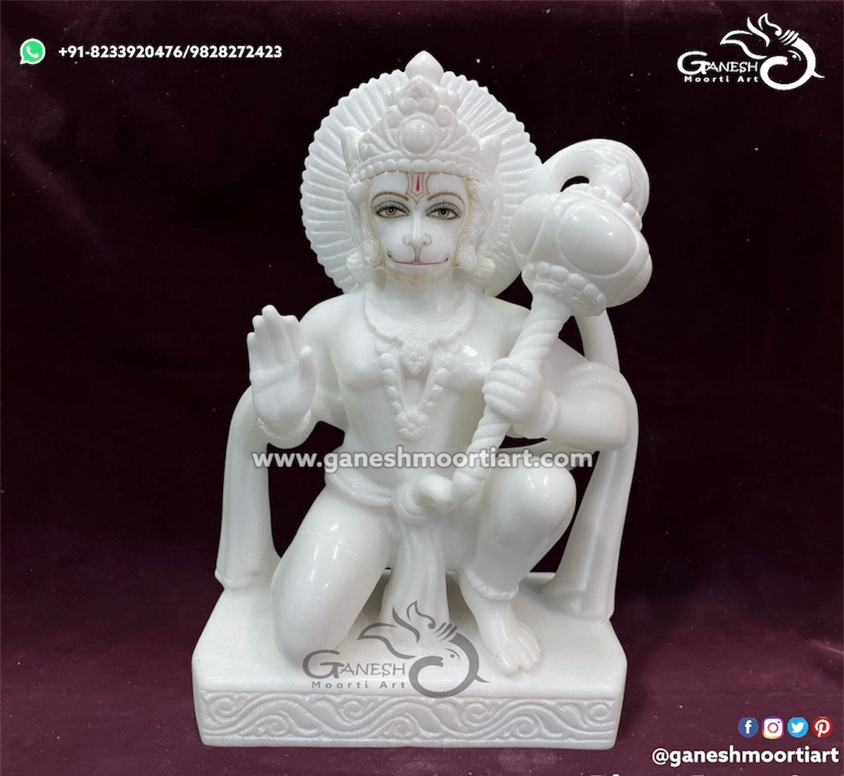 Hanuman Marble Statue Panchmukhi Hanuman Marble Idol
