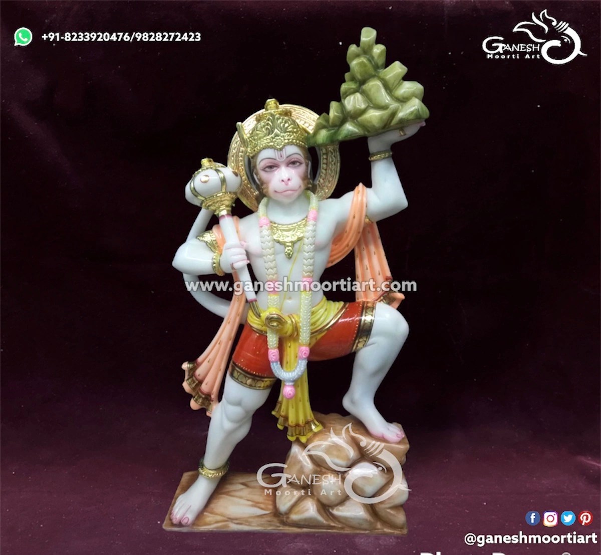 Hanuman Marble Statue Panchmukhi Hanuman Marble Idol
