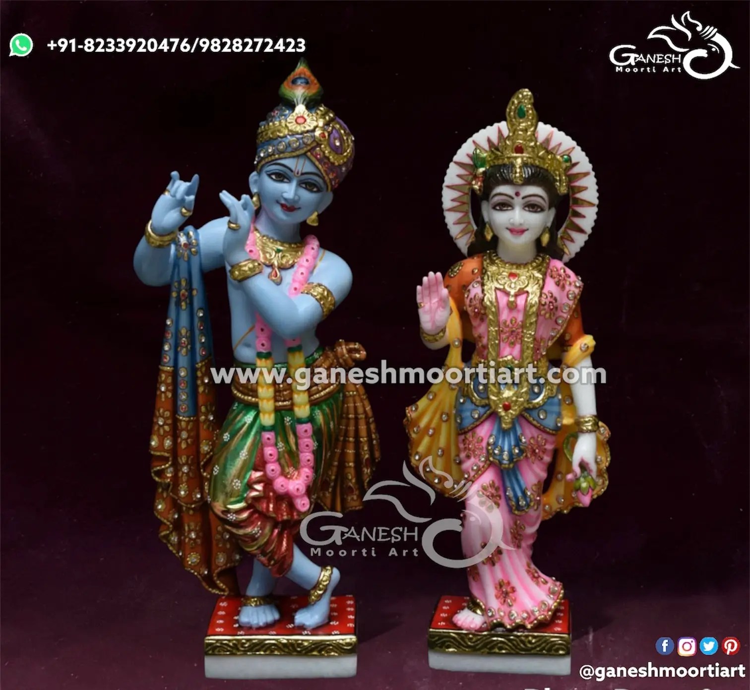 ISKCON Radha Krishna Marble Statue Radha Krishna Marble Murti