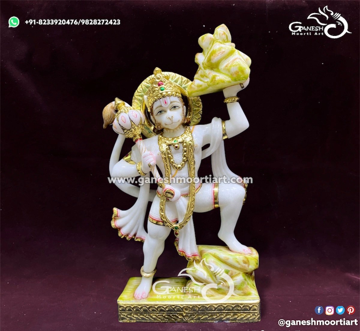 Hanuman Marble Statue Panchmukhi Hanuman Marble Idol