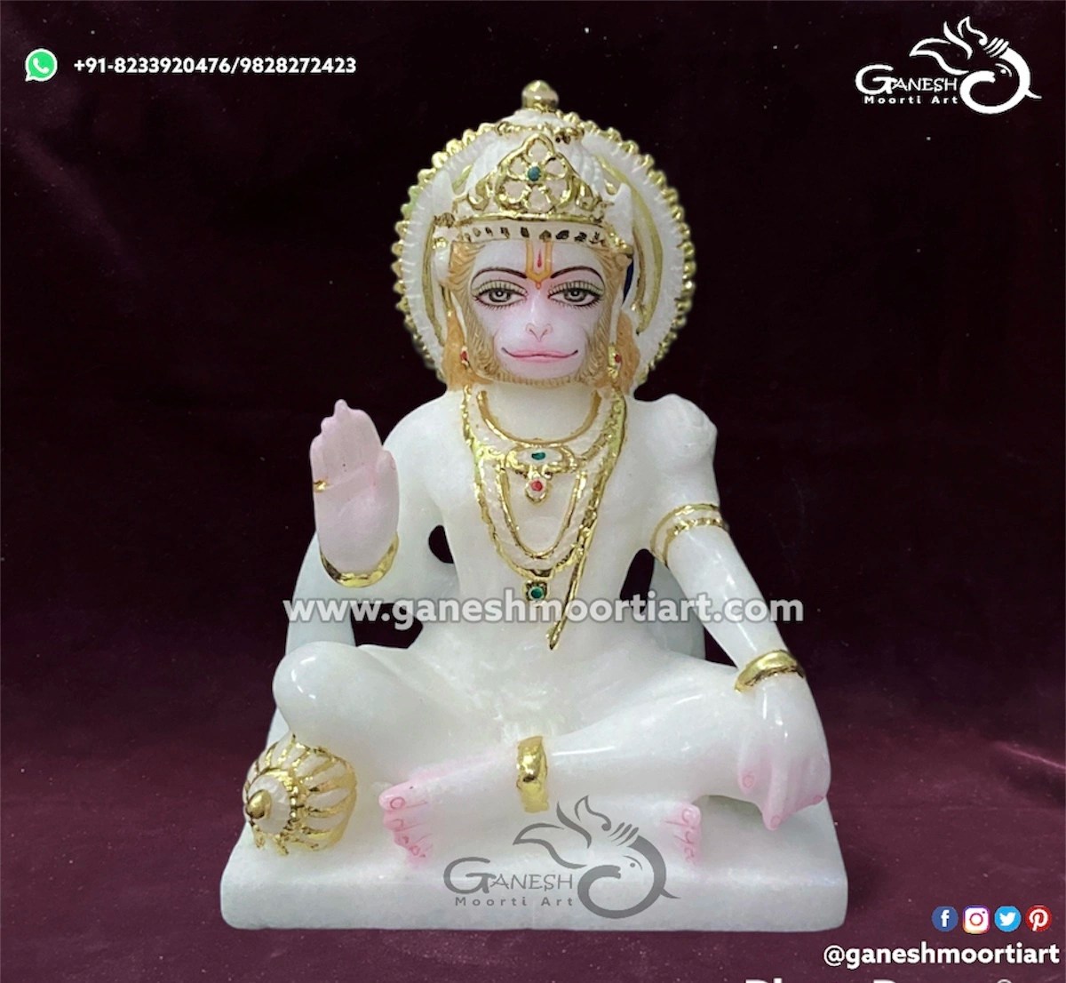 Hanuman Marble Statue Panchmukhi Hanuman Marble Idol