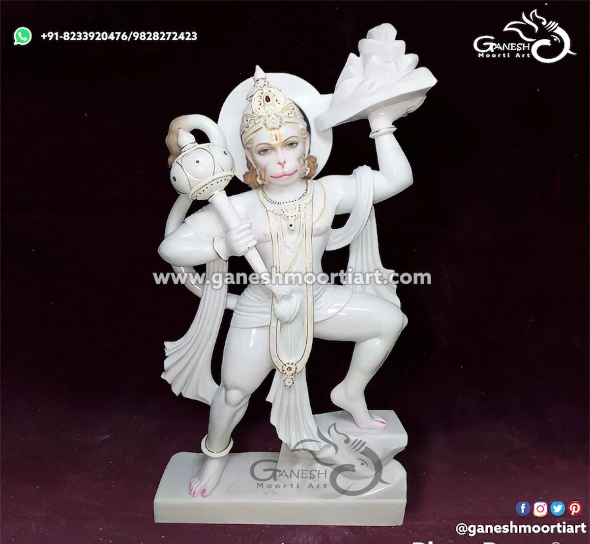 Hanuman Marble Statue Panchmukhi Hanuman Marble Idol
