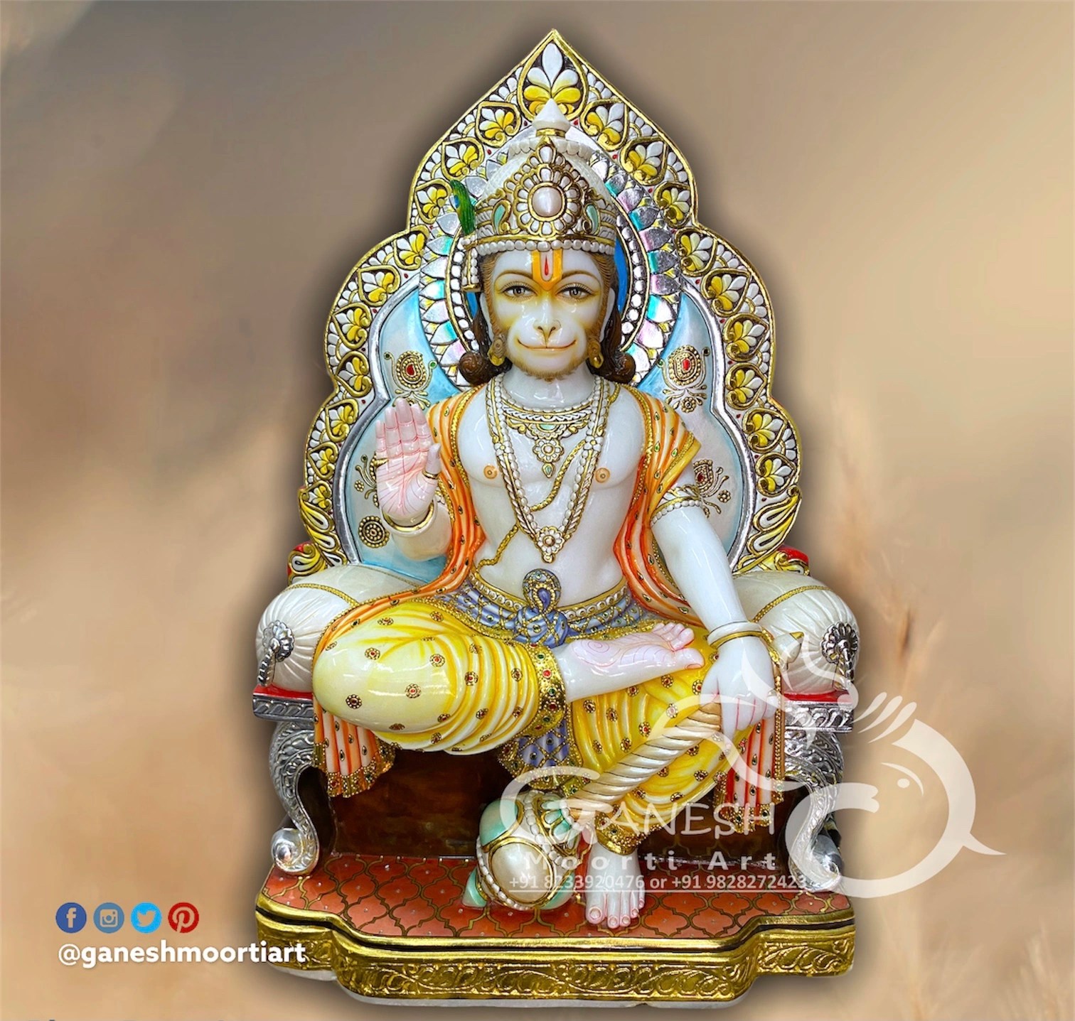 Hanuman Marble Statue Panchmukhi Hanuman Marble Idol