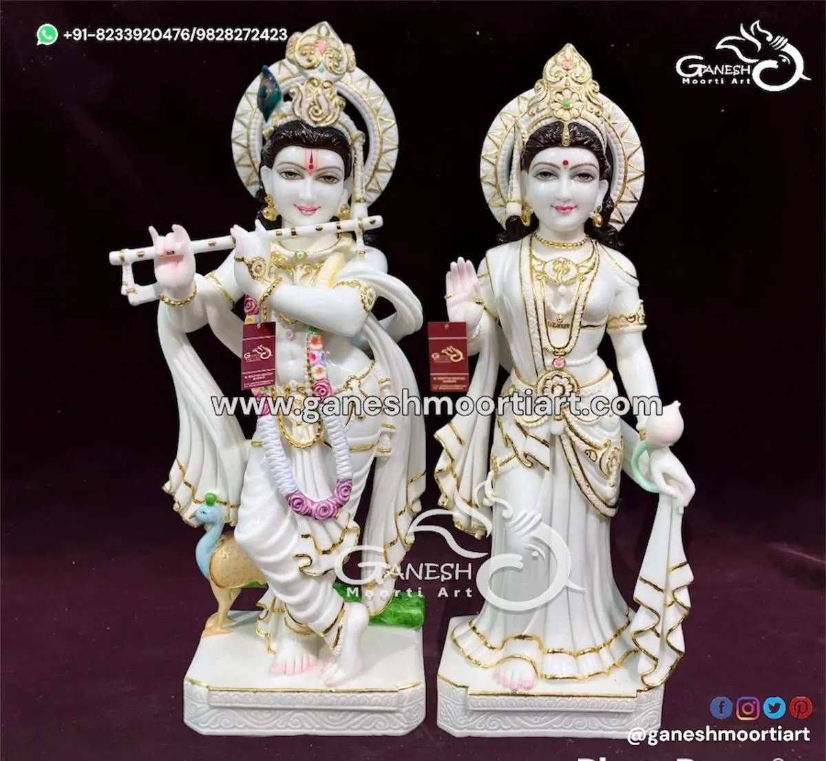 ISKCON Radha Krishna Marble Statue Radha Krishna Marble Murti