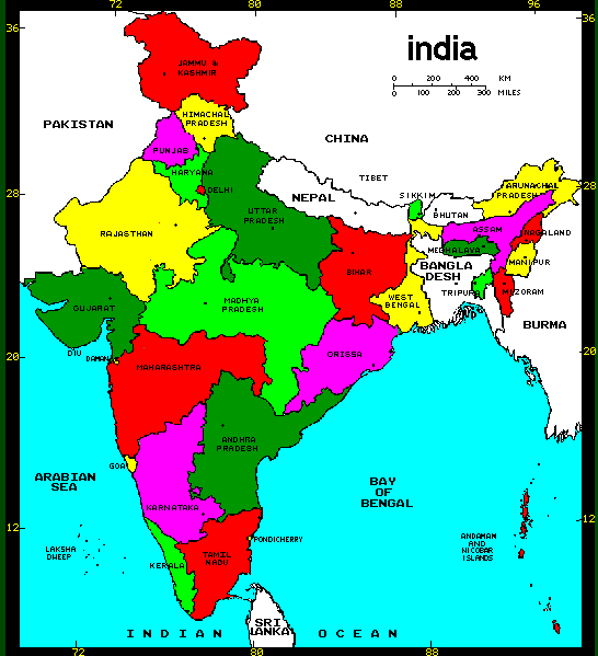 Political Map of India MapsofWorld.com