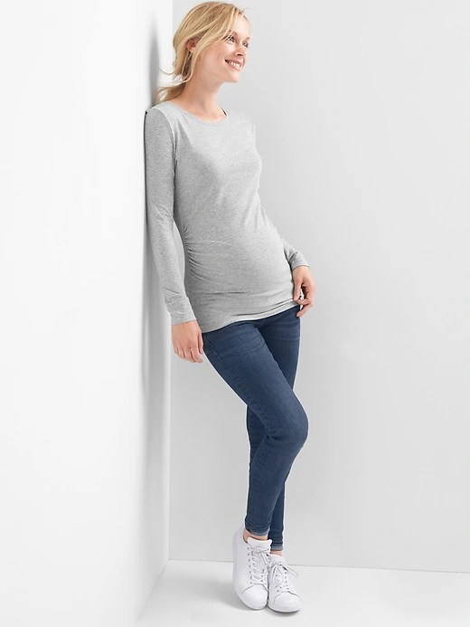 Maternity Pure Body Long Sleeve Solid Crew Tee Gap
