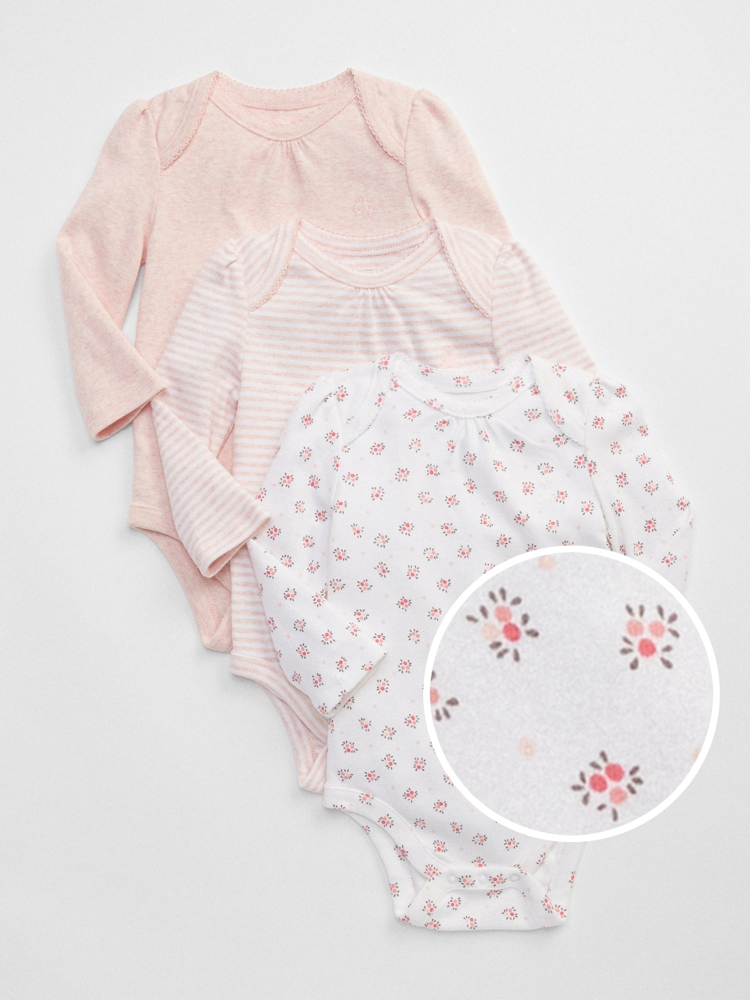 Baby First Favorite Floral Long Sleeve Bodysuit (3Pack) Gap