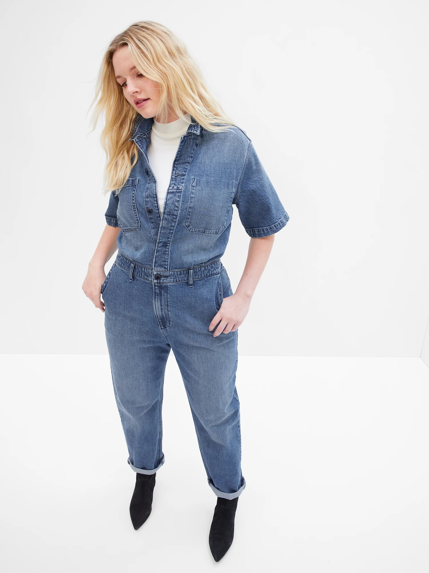 Denim Jumpsuit with Washwell Gap
