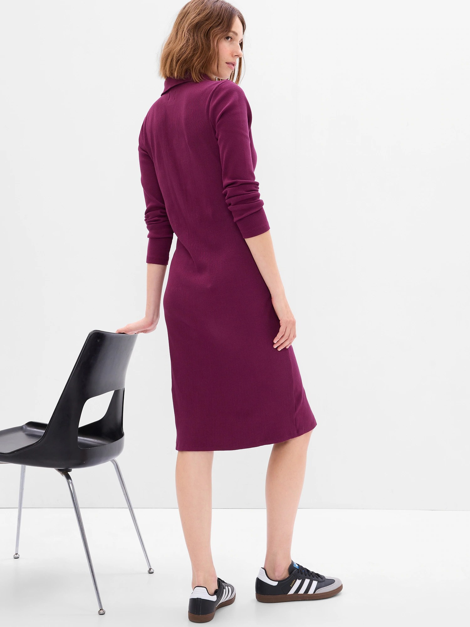 Rib Polo Midi Dress Gap