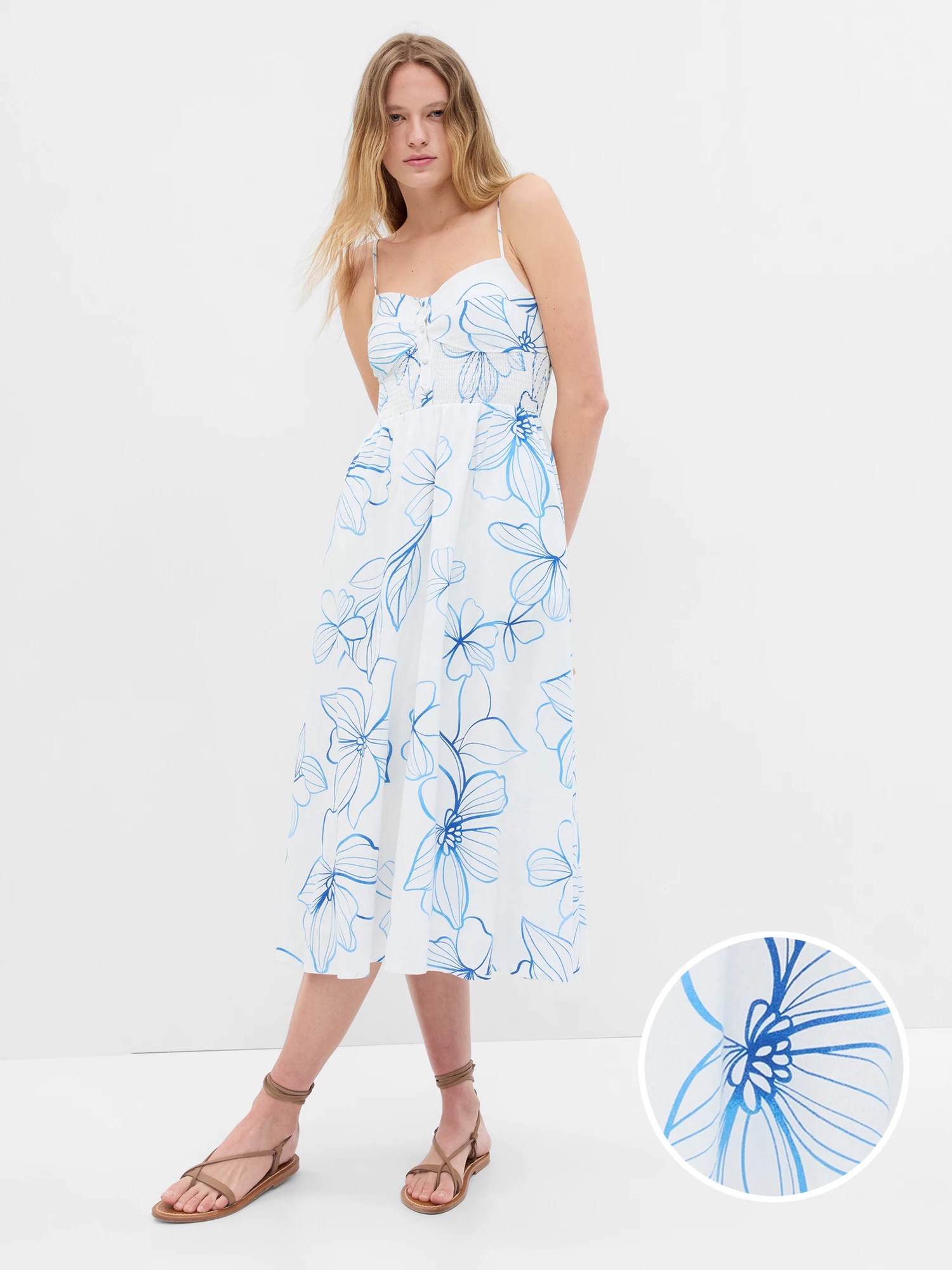 LinenBlend Corset Midi Dress Gap