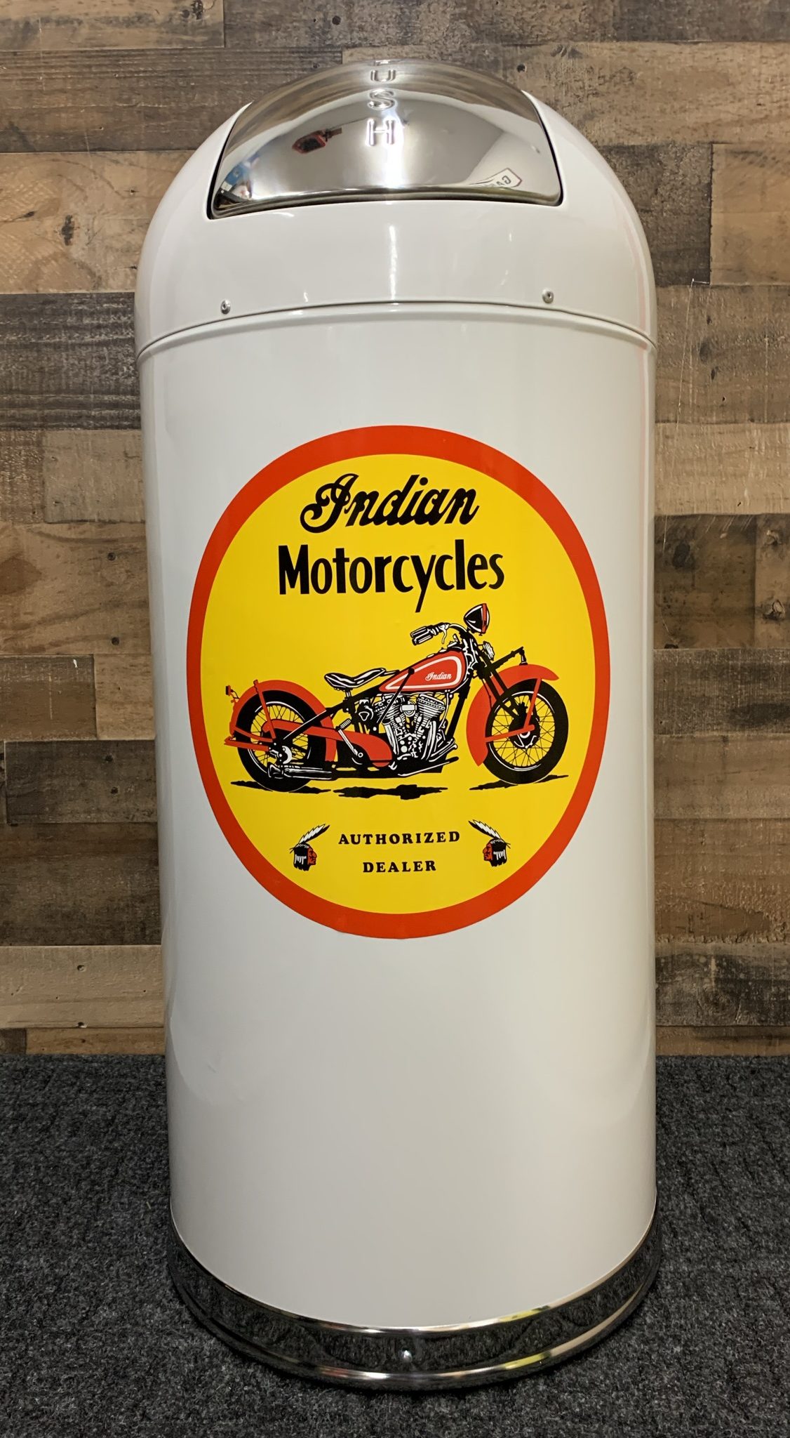 Indian Motorcycles Retro Style Trash Can Garage Art™