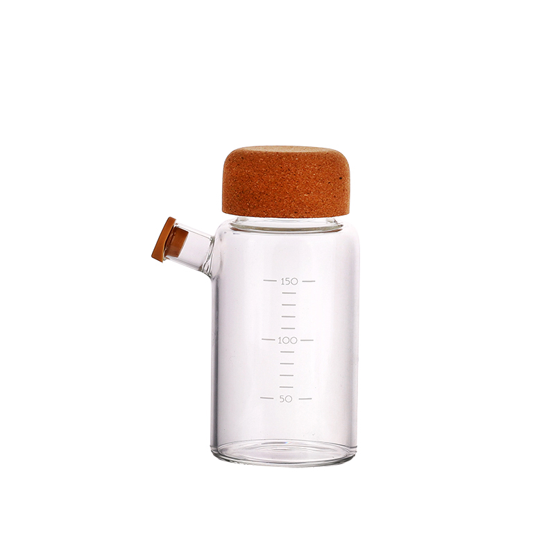 Wholesale custom hand made 20oz pyrex glass cruet with bamboo lid