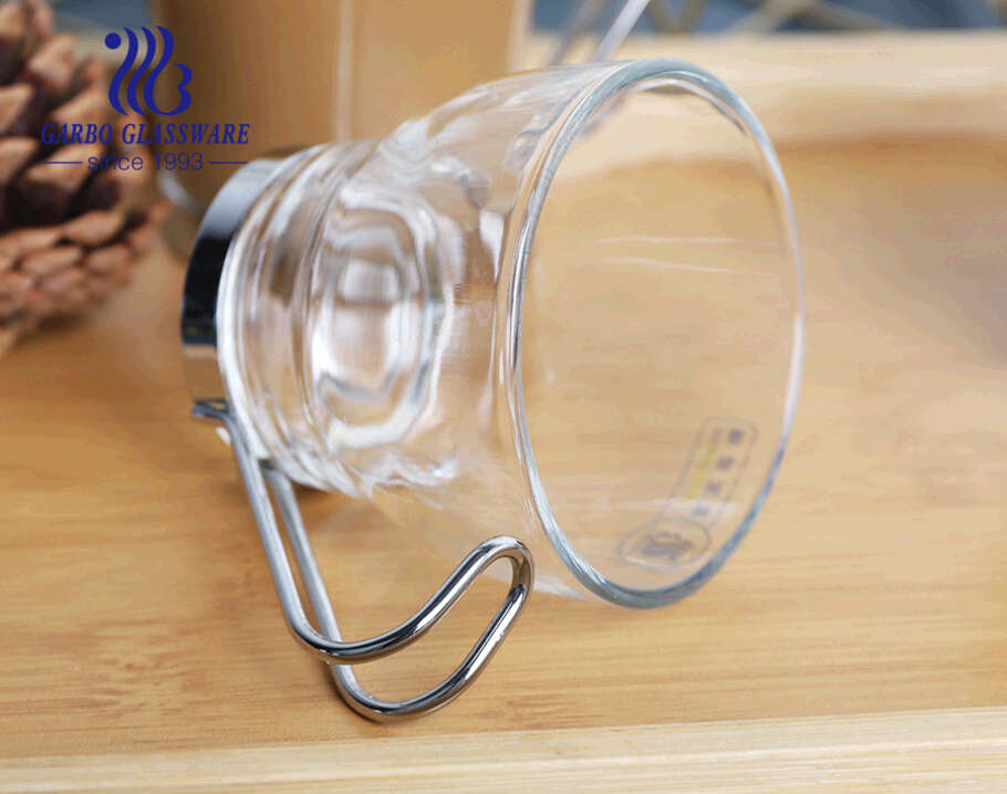 European style traditional hot selling glass coffee cups withe metal