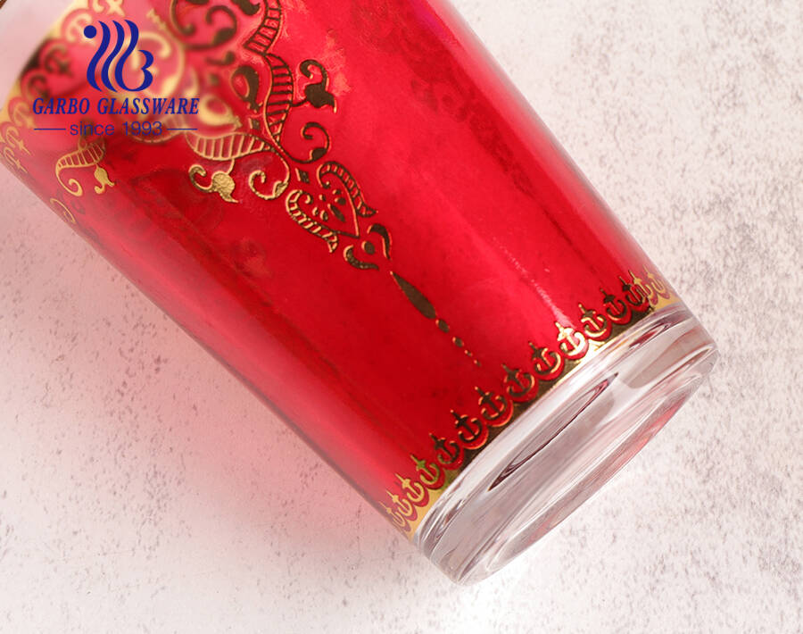 6oz Moroccan style colored glass tea cups gold tea glasses for middle east