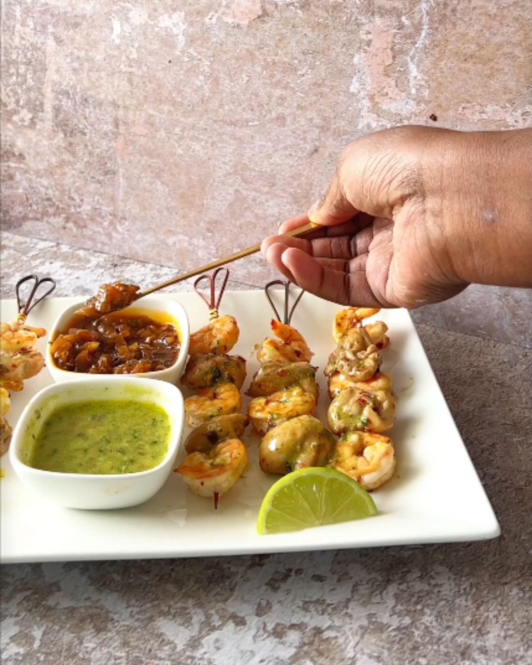 Prawn and chicken skewers with mojos SA Garden and Home