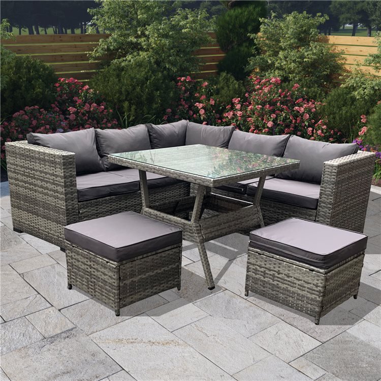 BillyOh Milan 6 Seater Corner Outdoor Rattan Garden Sofa Set Grey L