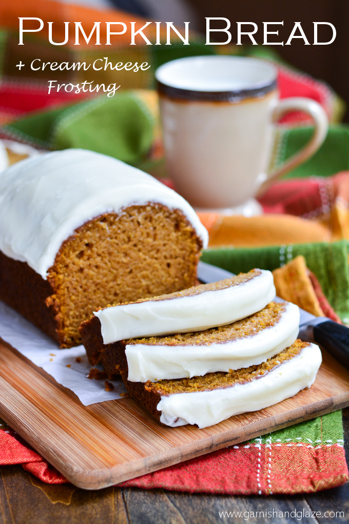 Moist Pumpkin Bread with Cream Cheese Frosting