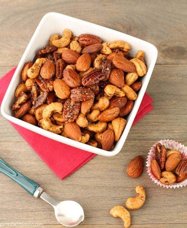 Chipotle and Rosemary Roasted Nuts Garnish with Lemon