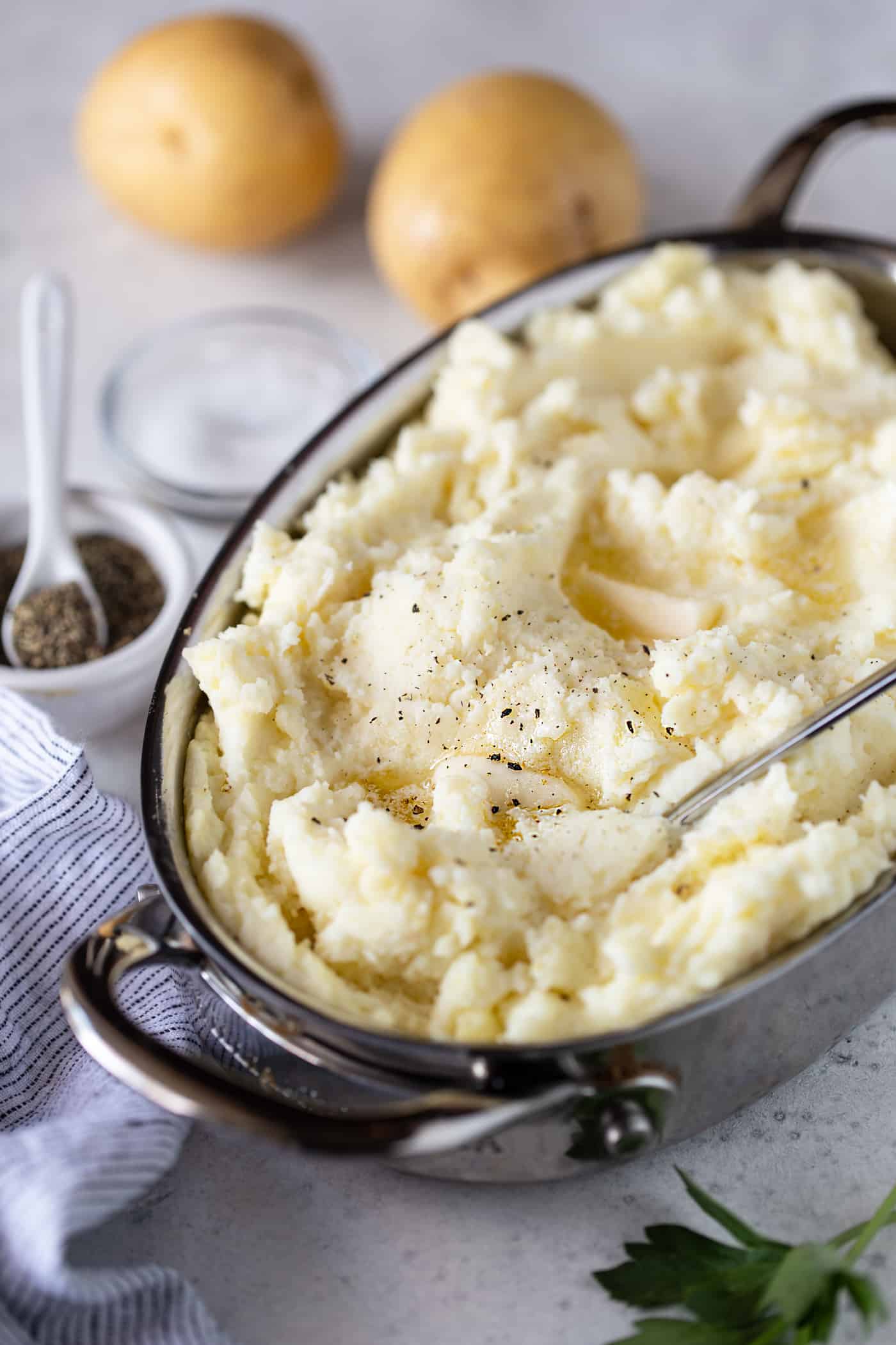 The BEST Make Ahead Mashed Potatoes Garnish with Lemon