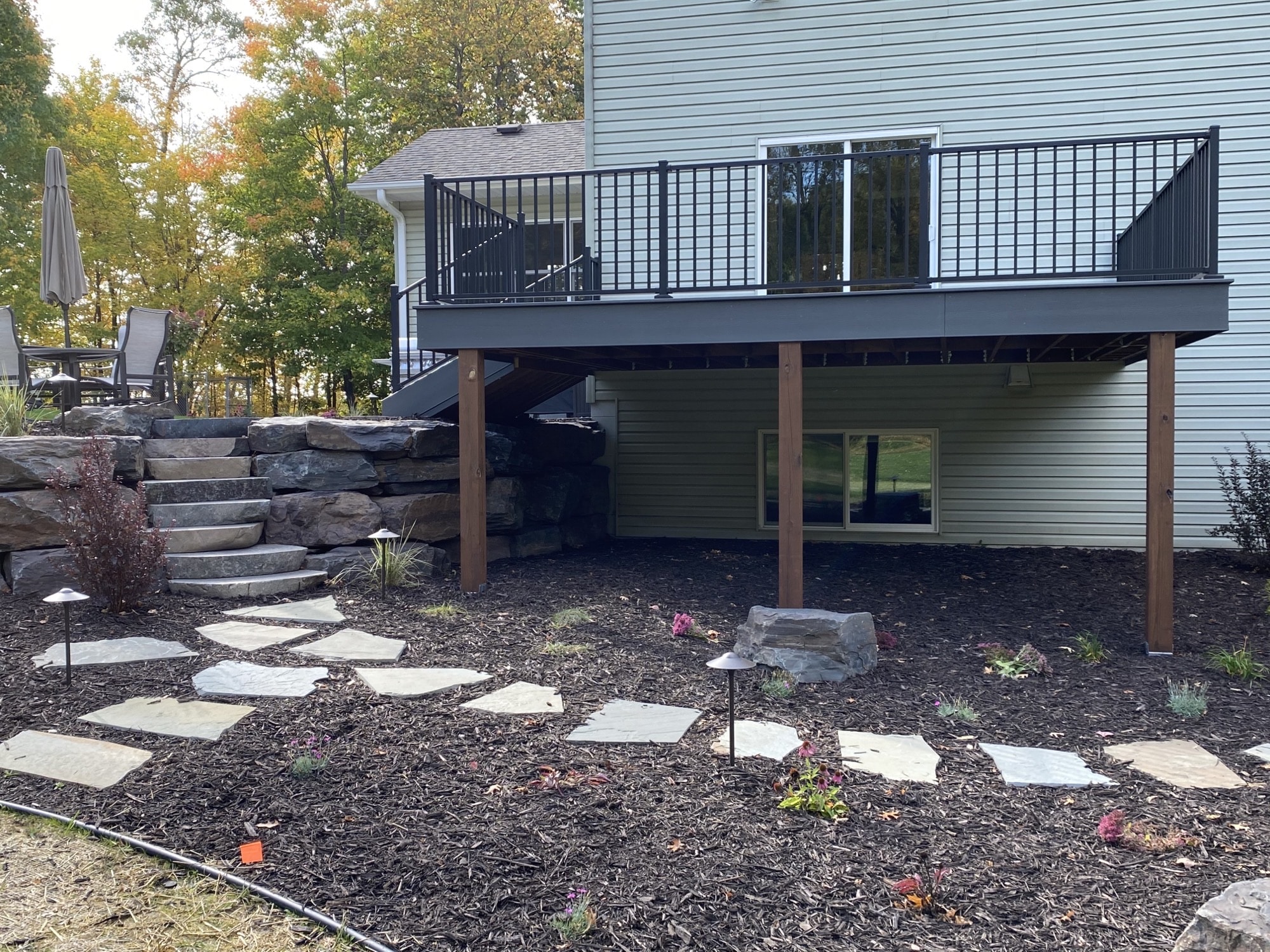 Natural Stone Walkway and Wall Gary Anderson Landscaping