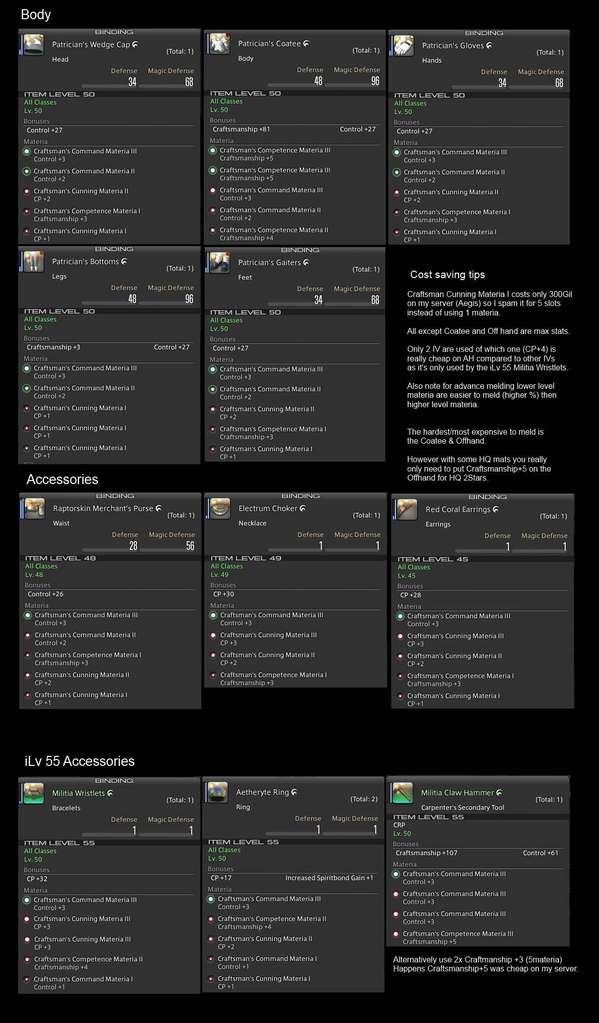 Final Fantasy XIV (FFXIV) 100 2 star HQ Crafting setup and Macros