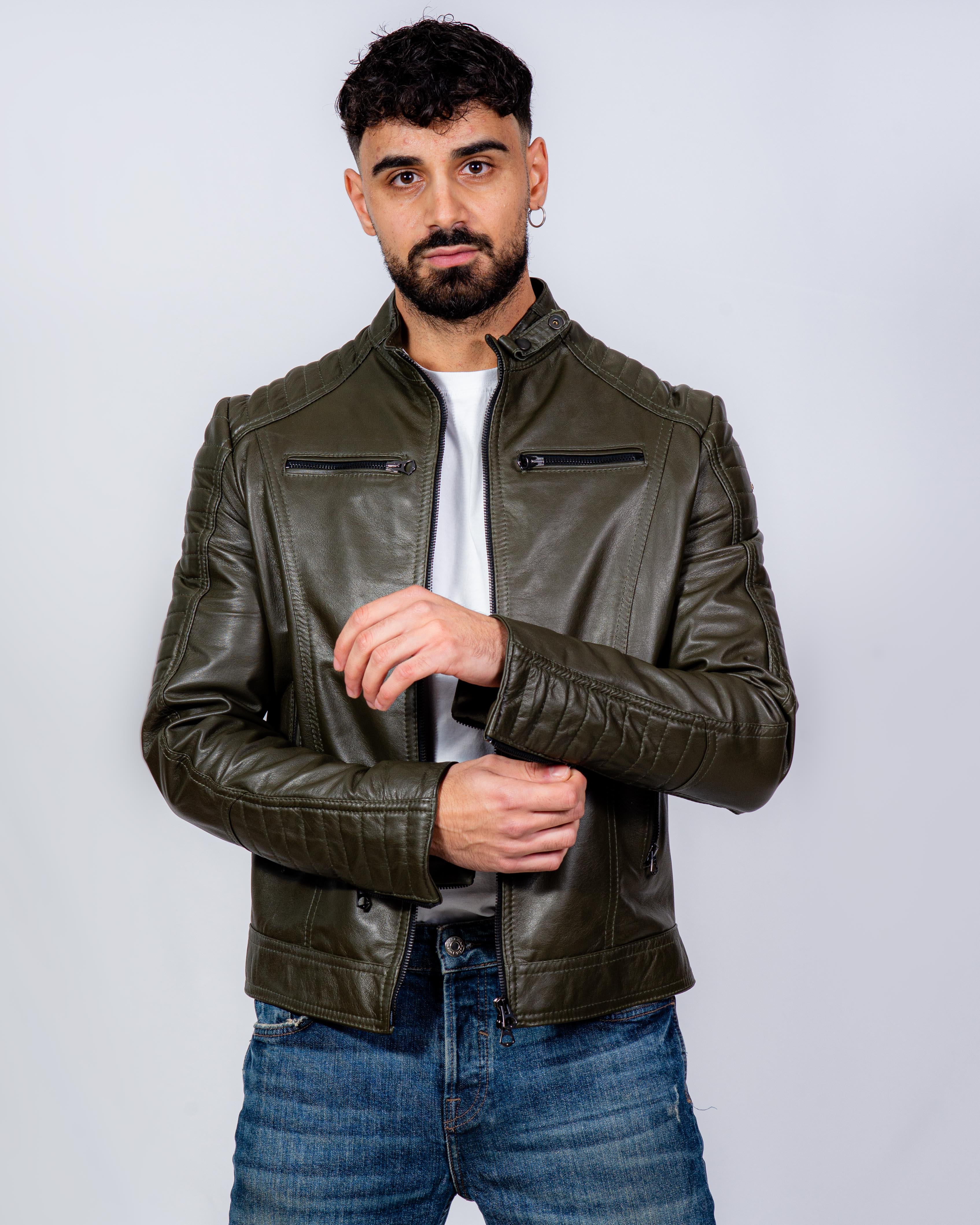 GIUBBINO IN PELLE UOMO VERDE MOD. DAVINSON GASC Couture