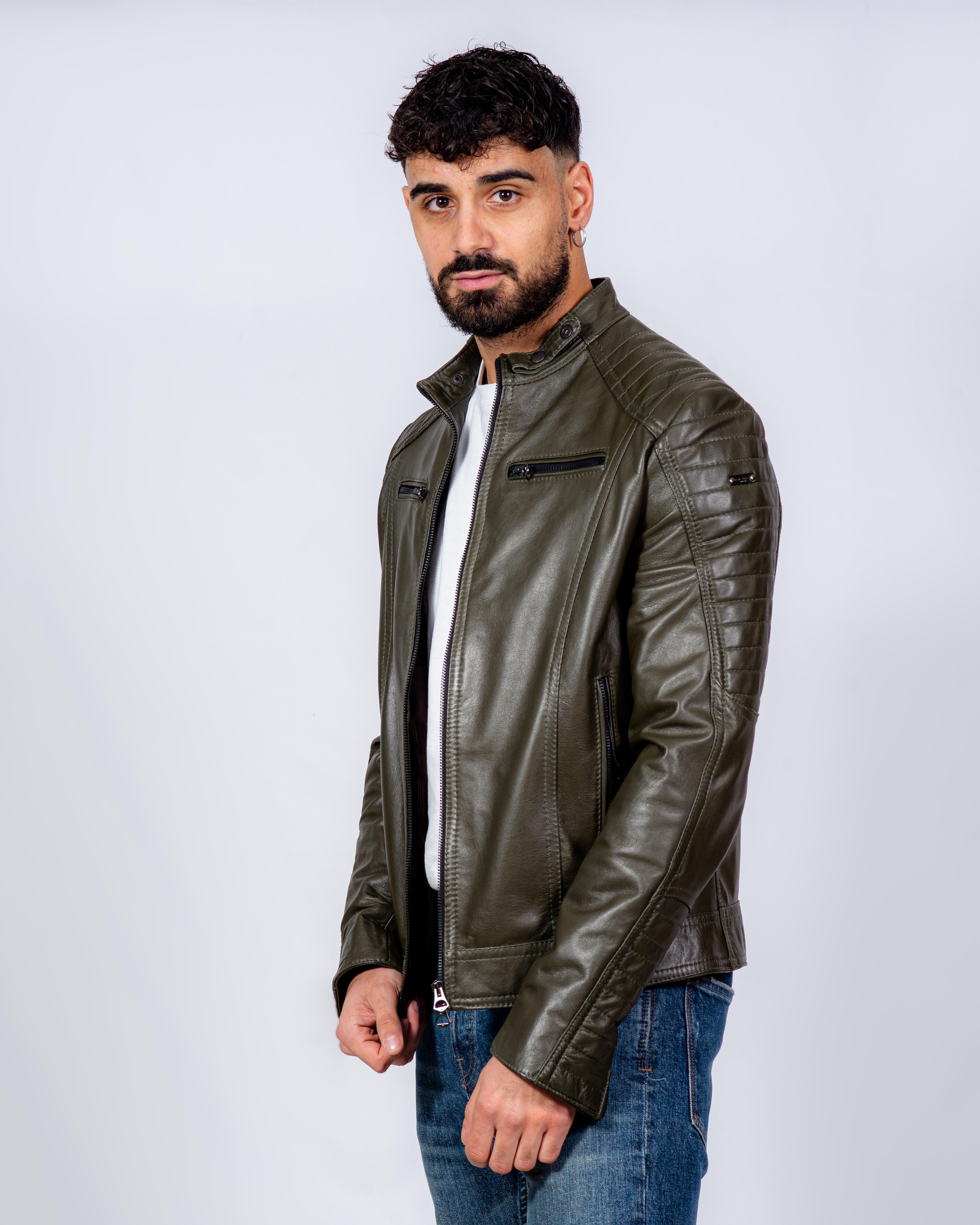 GIUBBINO IN PELLE UOMO VERDE MOD. DAVINSON GASC Couture