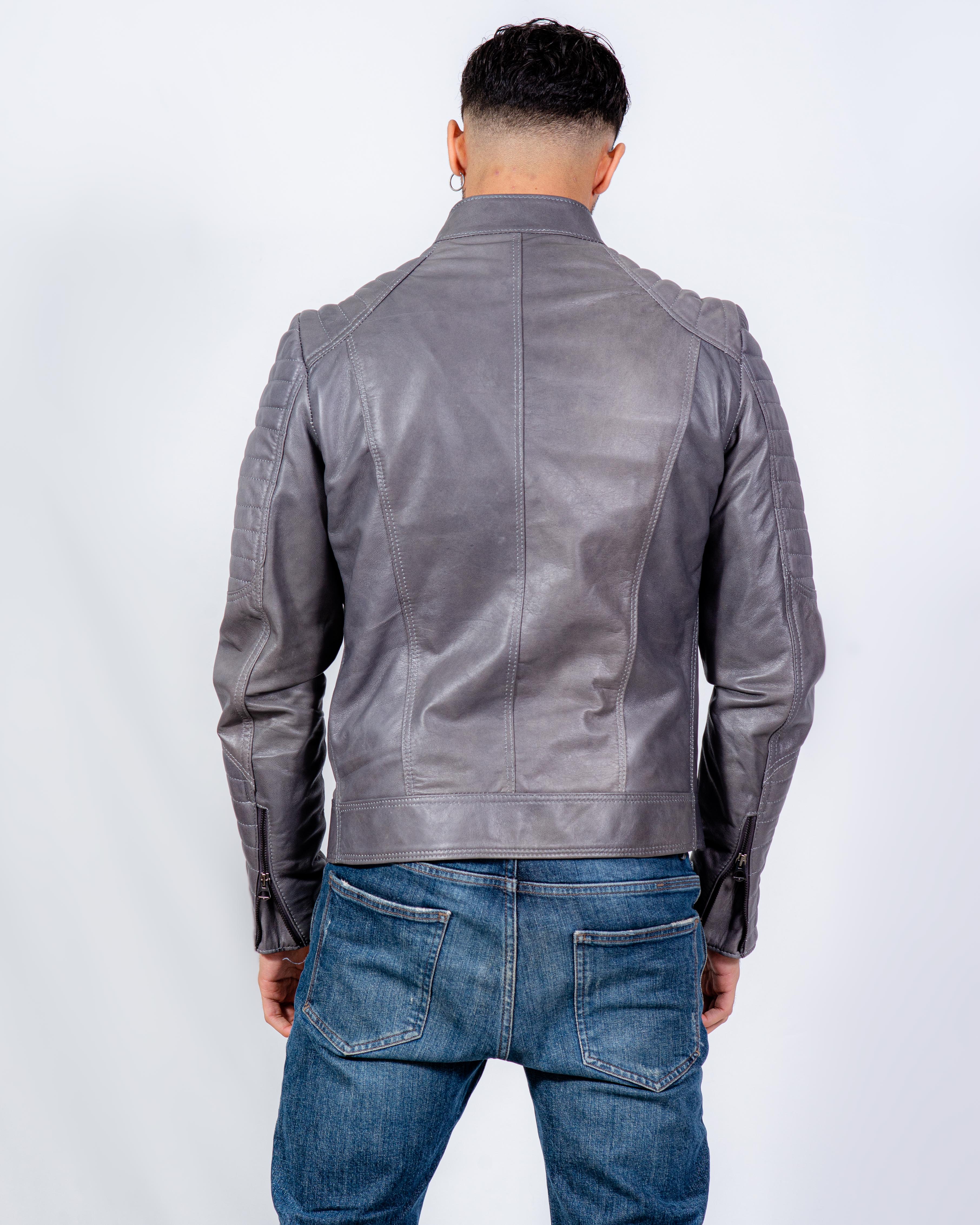GIUBBINO IN PELLE UOMO GRIGIO MOD. DAVINSON GASC Couture