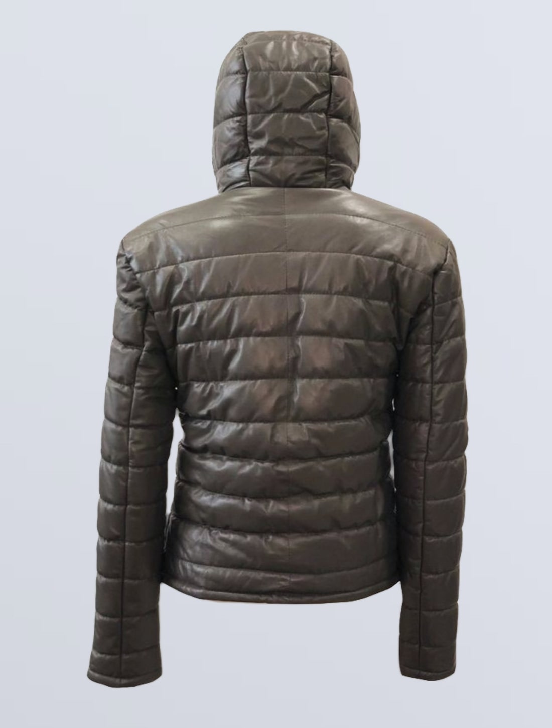 PIUMINO IN PELLE UOMO GRIGIO CON CAPPUCCIO GASC Couture