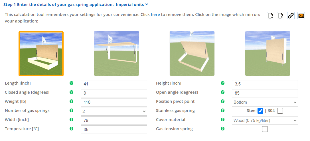 Gas spring calculator: calculate your own gas strut | Gasspringsshop.com