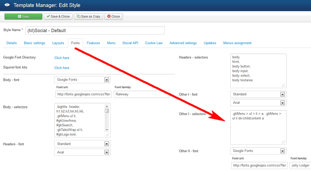 How to customize & change Joomla site's Main Menu font