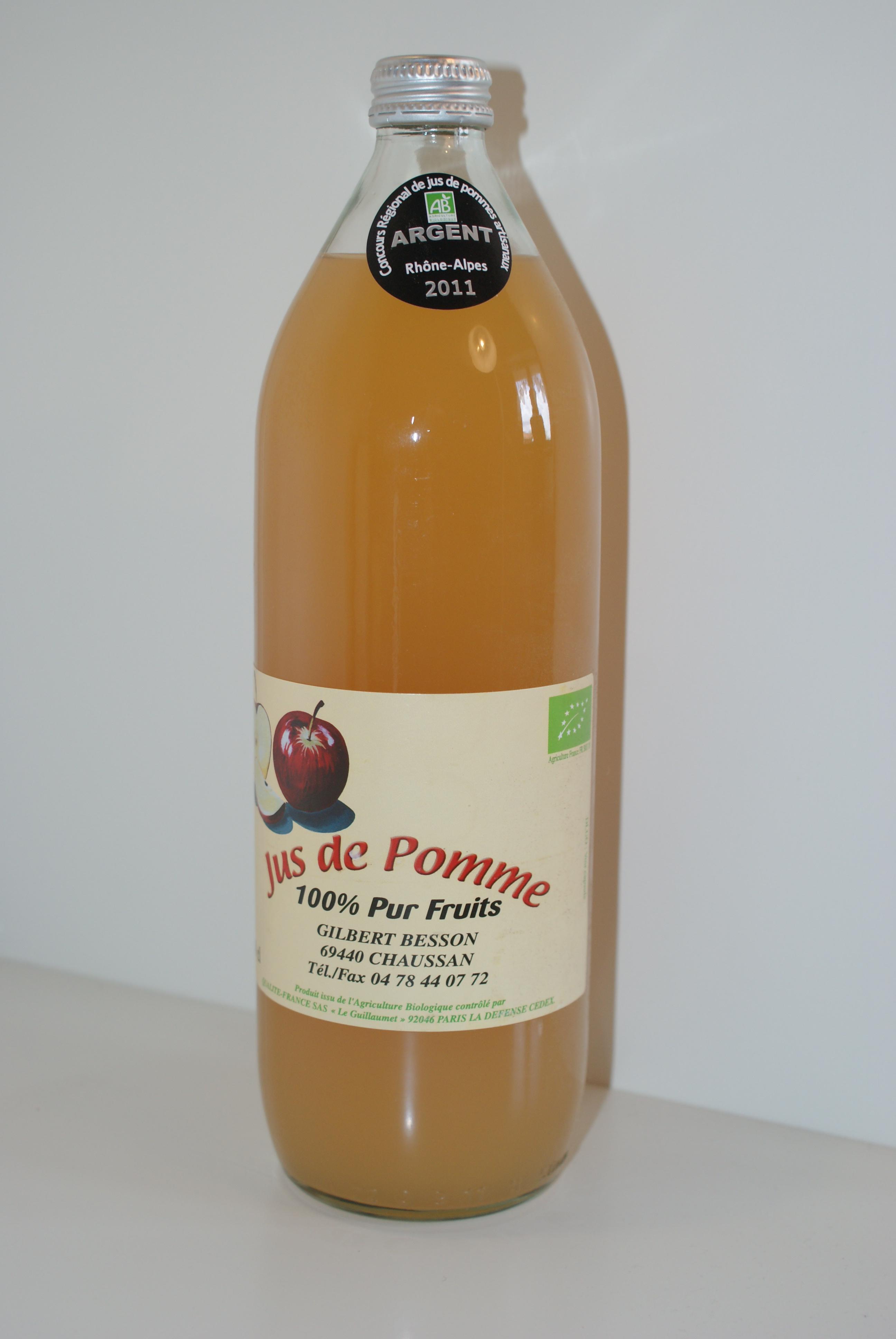 Jus de pomme 1 litre bio à Lyon Rhône (69)