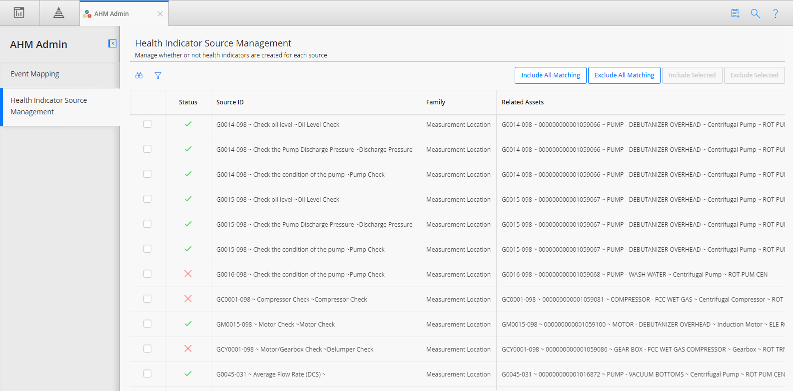 Include or Exclude Sources from Automatic Health Indicator Creation