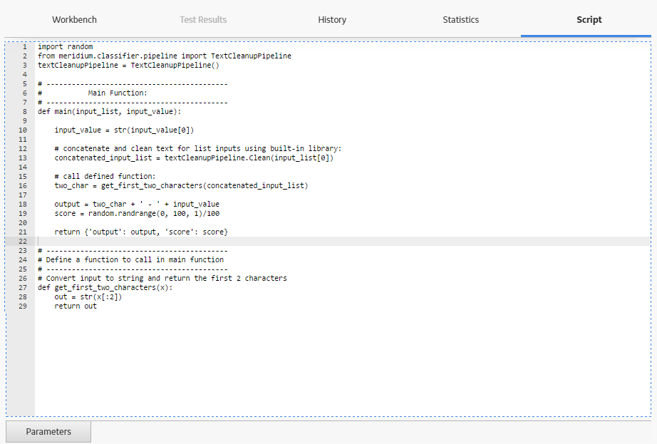 Define Python Code and Specify Parameters for a General Script