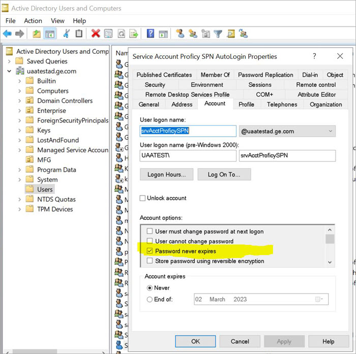 Create Service Principal Name Proficy Authentication 2023