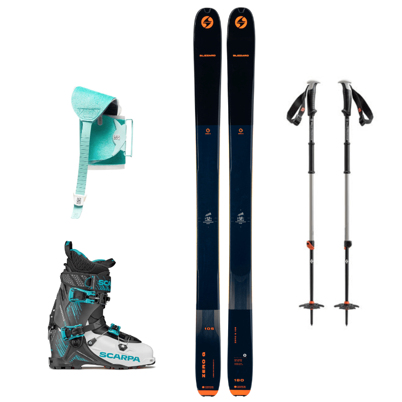 Backcountry Ski Package Includes Boots, Poles, Skins Gearo