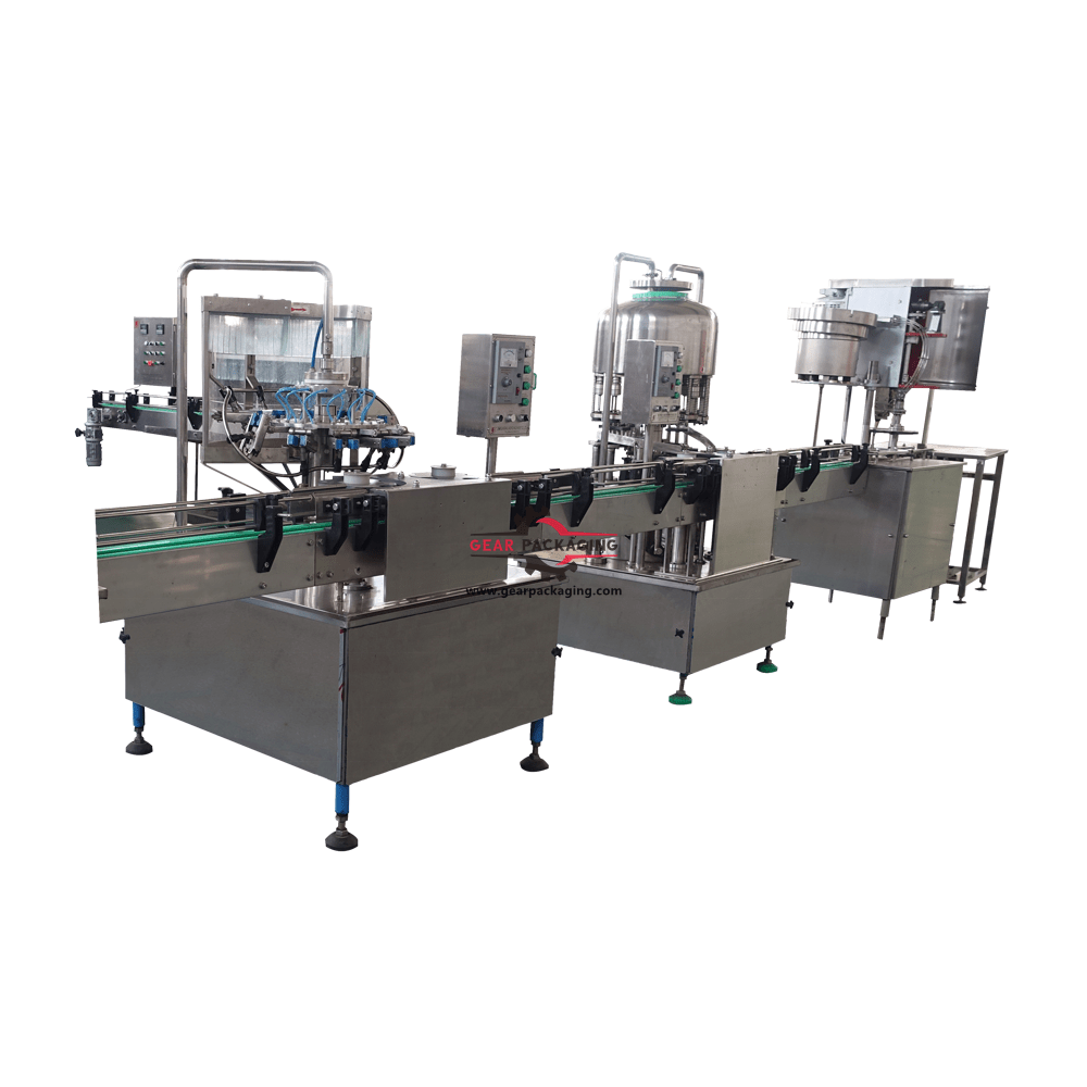 Automatic juice wine glass bottle rising washing filling capping machine