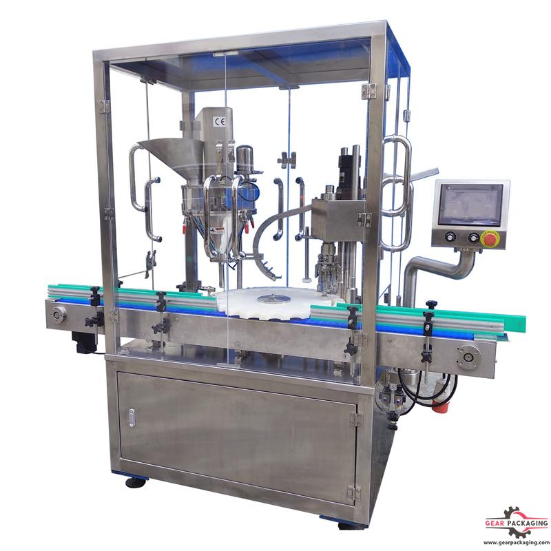Automatic powder bottle filling sealing machine