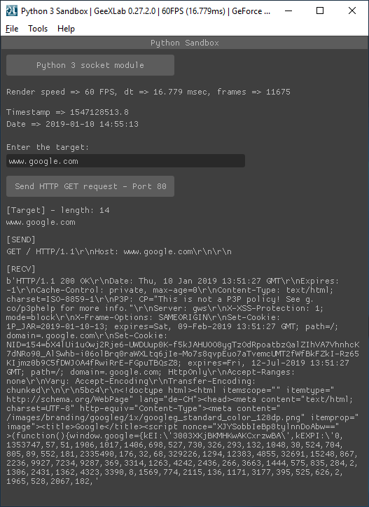 Python 3 simple HTTP Request with the Socket module HackLAB