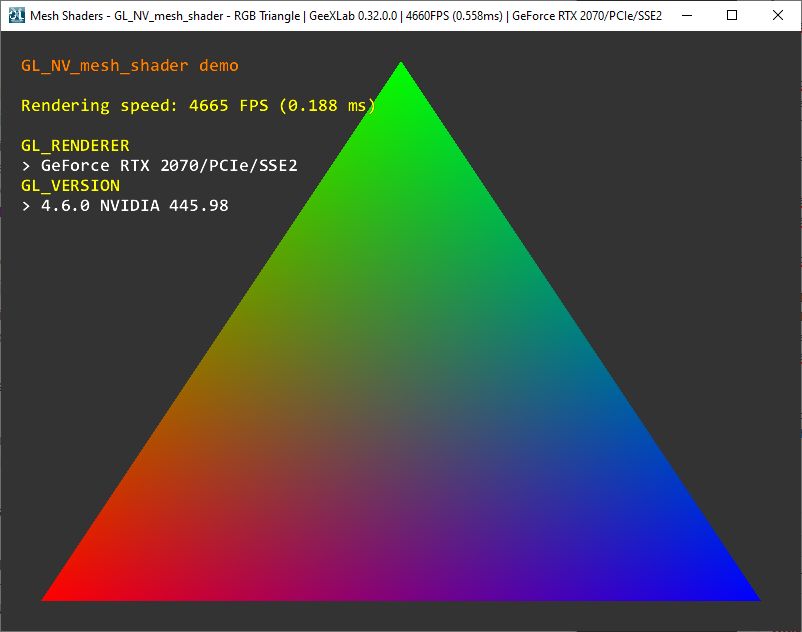 (Demo) RGB Triangle with Mesh Shaders in OpenGL HackLAB