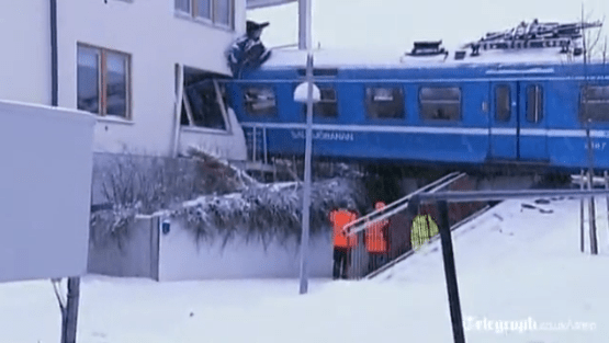 Stop me if you've heard this one before. Woman steals train, drives train, can't stop - crashes train through apartment building. 2 Stolen train crashed into apartment building in Stockholm