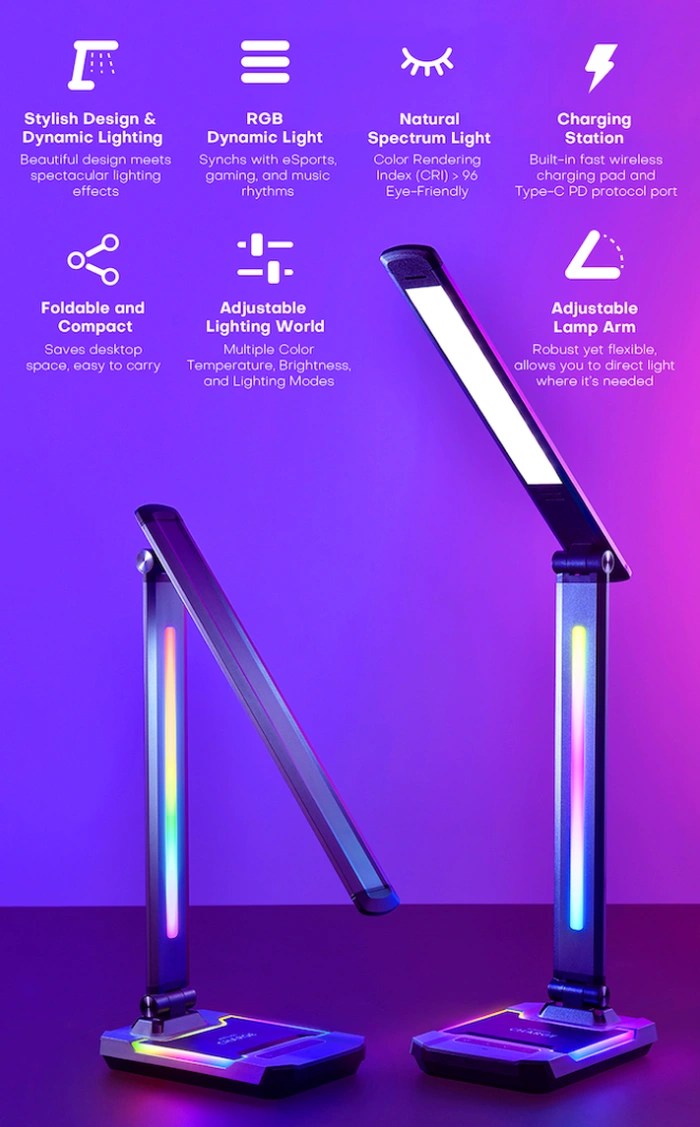 Ace RGB LED adjustable desk lamp Geeky Gadgets