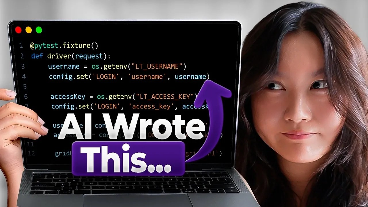 A learner reviews an AI coding agent plan beside a simple flowchart for a 2026 software project.